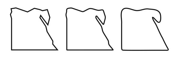 Egypt country black outline silhouettes in three different levels of smoothness. Simplified maps. icons isolated on white background. vector