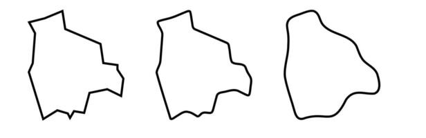 Bolivia country black outline silhouettes in three different levels of smoothness. Simplified maps. icons isolated on white background. vector