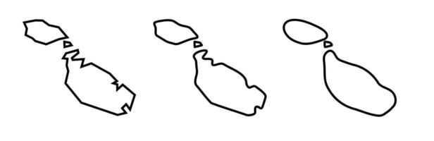Malta country black outline silhouettes in three different levels of smoothness. Simplified maps. icons isolated on white background. vector