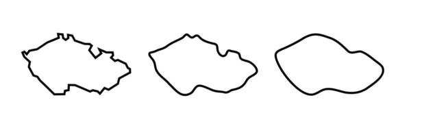Czech Republic country black outline silhouettes in three different levels of smoothness. Simplified maps. icons isolated on white background. vector