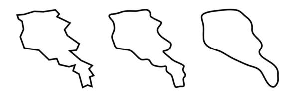 Armenia country black outline silhouettes in three different levels of smoothness. Simplified maps. icons isolated on white background. vector
