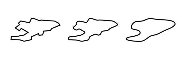 Kyrgyzstan country black outline silhouettes in three different levels of smoothness. Simplified maps. icons isolated on white background. vector