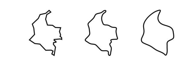 Colombia country black outline silhouettes in three different levels of smoothness. Simplified maps. icons isolated on white background. vector
