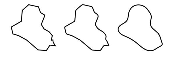 Iraq country black outline silhouettes in three different levels of smoothness. Simplified maps. icons isolated on white background. vector