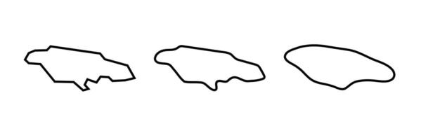 Jamaica country black outline silhouettes in three different levels of smoothness. Simplified maps. icons isolated on white background. vector
