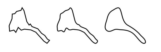 Eritrea country black outline silhouettes in three different levels of smoothness. Simplified maps. icons isolated on white background. vector