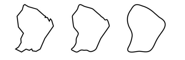 French Guiana black outline silhouettes in three different levels of smoothness. Simplified maps. icons isolated on white background. vector