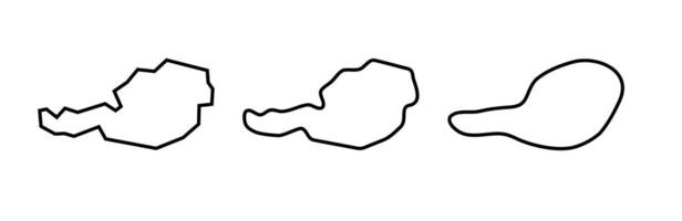 Austria country black outline silhouettes in three different levels of smoothness. Simplified maps. icons isolated on white background. vector