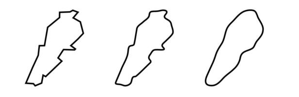 Lebanon country black outline silhouettes in three different levels of smoothness. Simplified maps. icons isolated on white background. vector