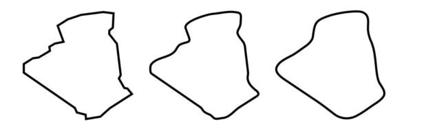 Algeria country black outline silhouettes in three different levels of smoothness. Simplified maps. icons isolated on white background. vector