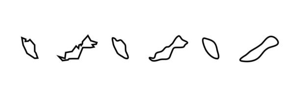 Malaysia country black outline silhouettes in three different levels of smoothness. Simplified maps. icons isolated on white background. vector