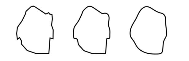 Eswatini country black outline silhouettes in three different levels of smoothness. Simplified maps. icons isolated on white background. vector