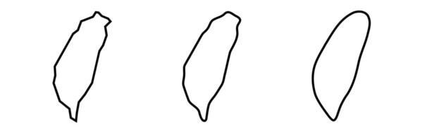 Taiwan country black outline silhouettes in three different levels of smoothness. Simplified maps. icons isolated on white background. vector