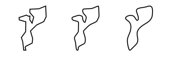 Mozambique country black outline silhouettes in three different levels of smoothness. Simplified maps. icons isolated on white background. vector