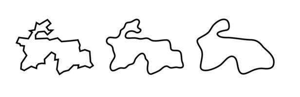 Tajikistan country black outline silhouettes in three different levels of smoothness. Simplified maps. icons isolated on white background. vector