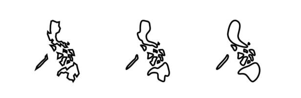 Philippines country black outline silhouettes in three different levels of smoothness. Simplified maps. icons isolated on white background. vector