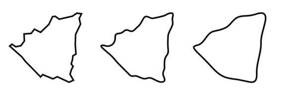 Nicaragua country black outline silhouettes in three different levels of smoothness. Simplified maps. icons isolated on white background. vector