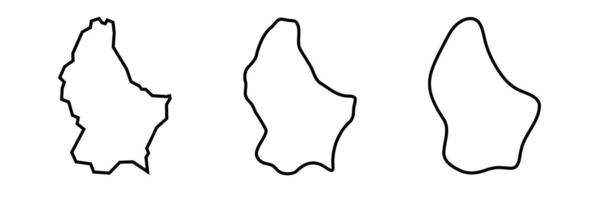 Luxembourg country black outline silhouettes in three different levels of smoothness. Simplified maps. icons isolated on white background. vector