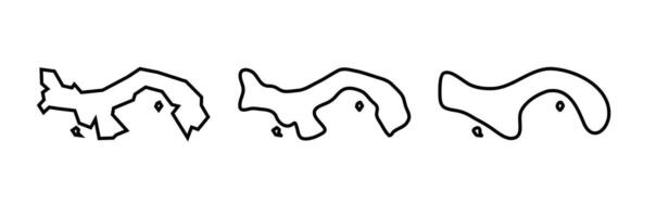 Panama country black outline silhouettes in three different levels of smoothness. Simplified maps. icons isolated on white background. vector