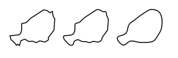 Niger country black outline silhouettes in three different levels of smoothness. Simplified maps. icons isolated on white background. vector