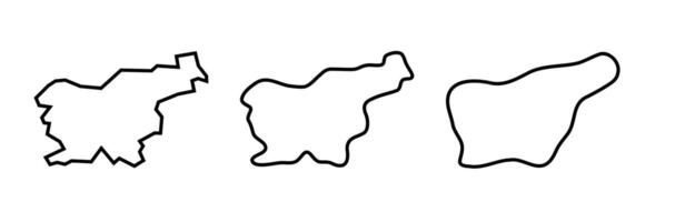 Slovenia country black outline silhouettes in three different levels of smoothness. Simplified maps. icons isolated on white background. vector