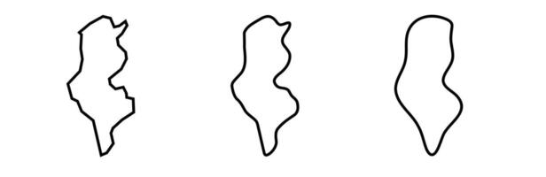 Tunisia country black outline silhouettes in three different levels of smoothness. Simplified maps. icons isolated on white background. vector