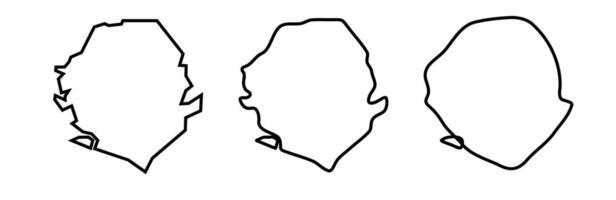 Sierra Leone country black outline silhouettes in three different levels of smoothness. Simplified maps. icons isolated on white background. vector