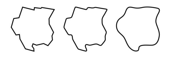 Suriname country black outline silhouettes in three different levels of smoothness. Simplified maps. icons isolated on white background. vector
