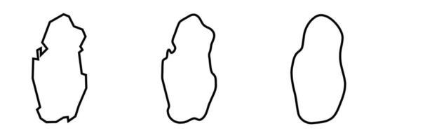 Qatar country black outline silhouettes in three different levels of smoothness. Simplified maps. icons isolated on white background. vector