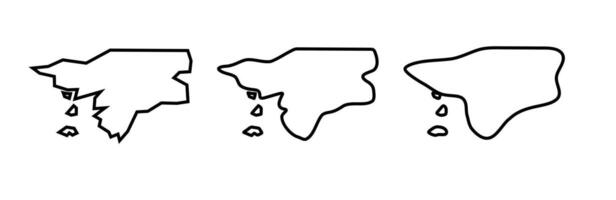 Guinea-Bissau country black outline silhouettes in three different levels of smoothness. Simplified maps. icons isolated on white background. vector