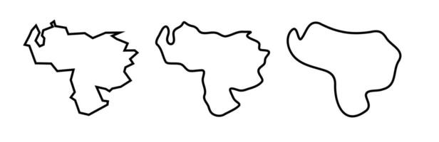 Venezuela country black outline silhouettes in three different levels of smoothness. Simplified maps. icons isolated on white background. vector