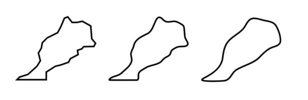 Morocco country black outline silhouettes in three different levels of smoothness. Simplified maps. icons isolated on white background. vector