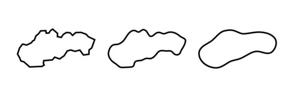 Slovakia country black outline silhouettes in three different levels of smoothness. Simplified maps. icons isolated on white background. vector
