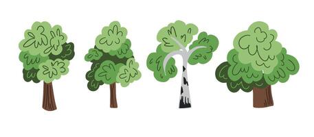 Set of Hand Drawn Cartoon Trees for Nature Design vector