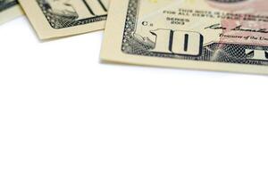 ten dollar banknote on white background, concept and idea money, business and finance concepts. photo