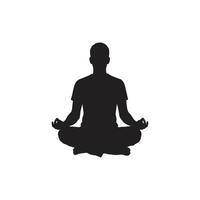 Silhouette of a person meditating in lotus position isolated on white background vector