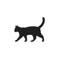 silhouette of a walking cat with tail up isolated on white background vector