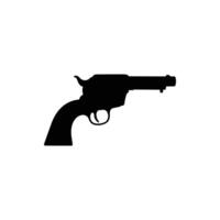 silhouette of a classic revolver gun pointing right isolated on white background vector