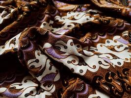 a background pattern featuring motif commonly found in Javanese batik. The pattern is symmetrical and abstract, and can be used on fabric, clothing, artwork, or wrapping paper designs. photo