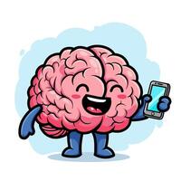 Playful Cartoon Brain as App Mascot vector