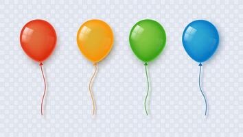 Set of realistic glossy helium balloons isolated on light background. vector