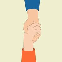 Help concept. Hand on top holds and pulls out hand below. vector