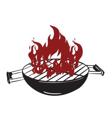Grill with Flame Illustration for BBQ and Outdoor Cooking