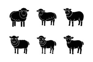 set of silhouettes icon of sheep design illustration white background vector