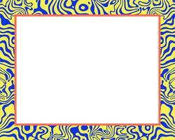 Abstract blue and yellow frame border poster marble liquid acid poster pattern copy space illustration print art editable vector