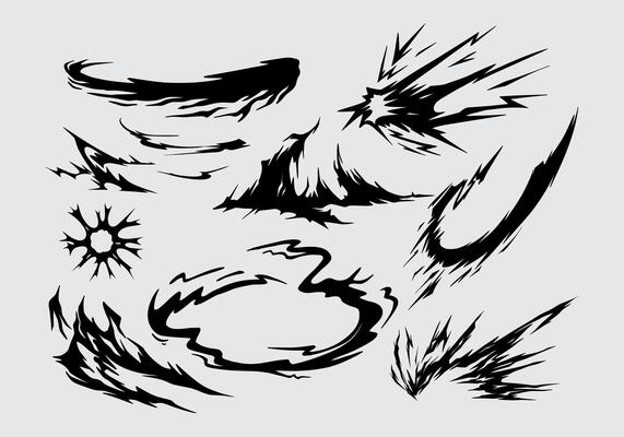 Cloud bomb smoke vapor explossion illustration collection set cartoon element, silhouette, clip art, splash editable