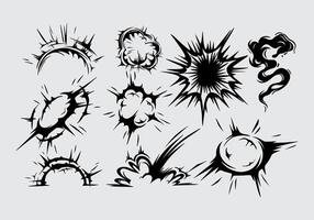 Cloud bomb smoke fire explossion illustration collection set cartoon element, silhouette, clip art, splash editable vector