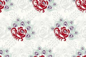 Damask seamless pattern,rose flowers seamless pattern on white background. vector
