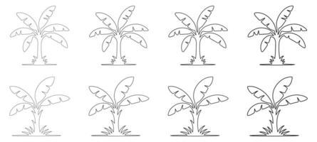 Tropical Banana Trees in Minimal Style, Banana Tree Line Art vector