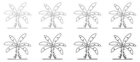 Hand Drawn Banana Tree Line Art Collection, Banana Tree Outline vector